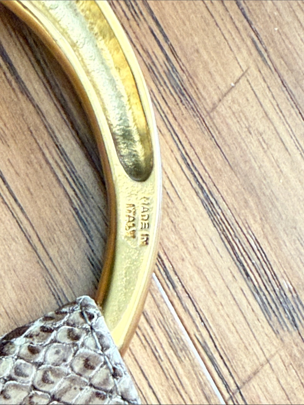 Suzi Roher Ibel Italy buckle snakeskin gold tone embellished stretch belt Size M - Picture 7 of 8